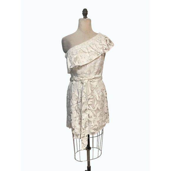 Milly Tara One shoulder Dress White Lace NWT 10 Fits 8 $455 - Picture 3 of 8
